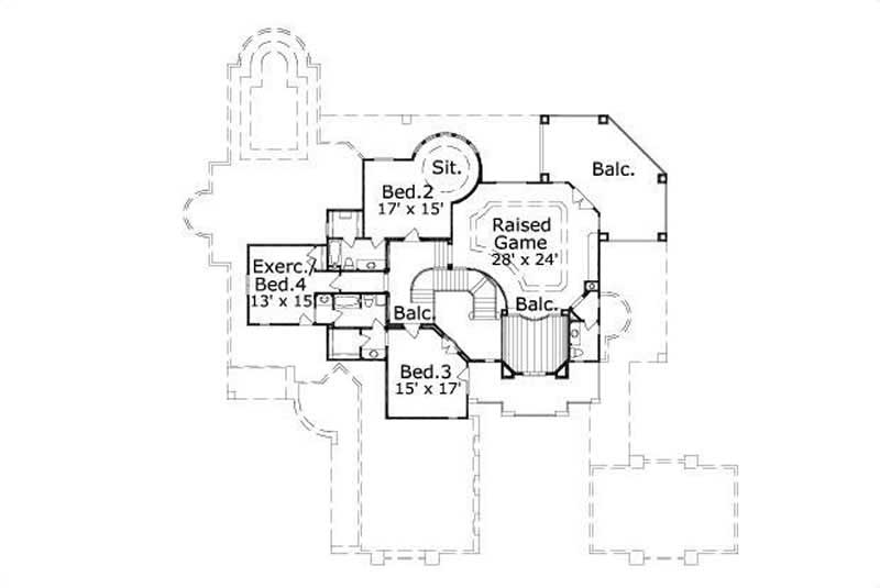 Floor Plan Second Story of Luxury Plan #156-2353