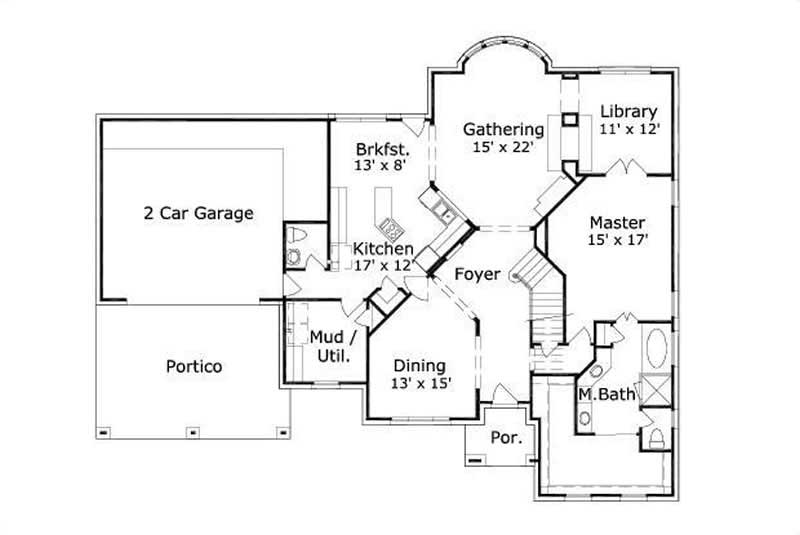 Floor Plan First Story of Luxury Plan #156-2354