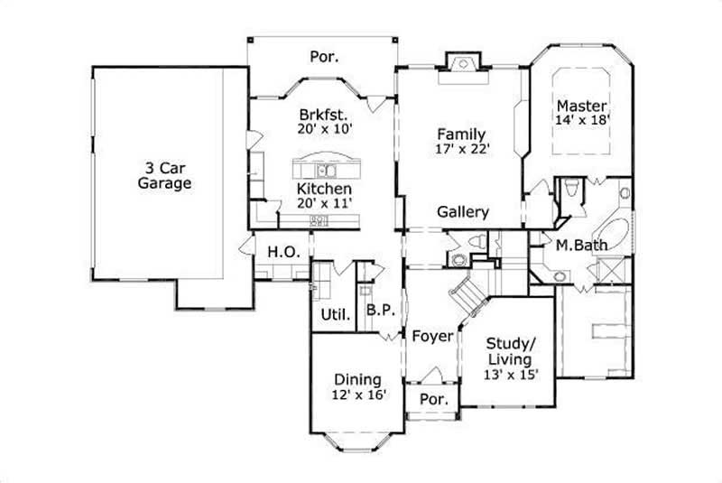 Floor Plan First Story of Mediterranean Plan #156-2355