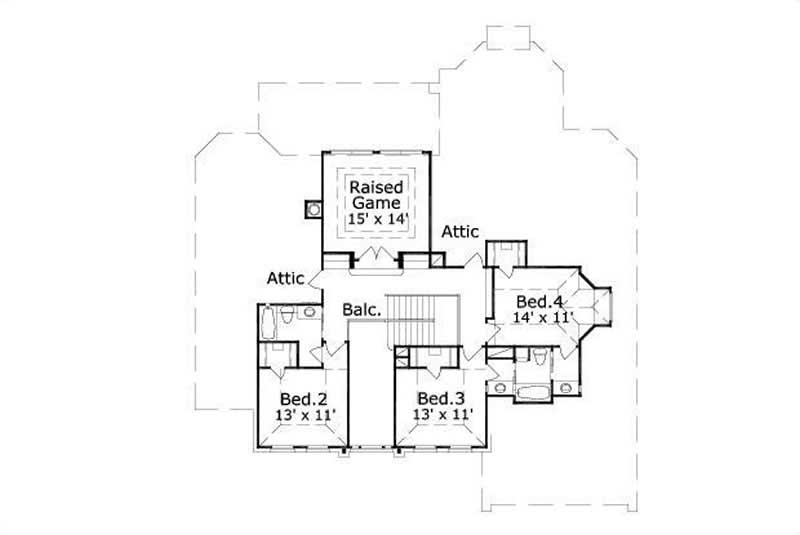 Floor Plan Second Story of Luxury Plan #156-2357