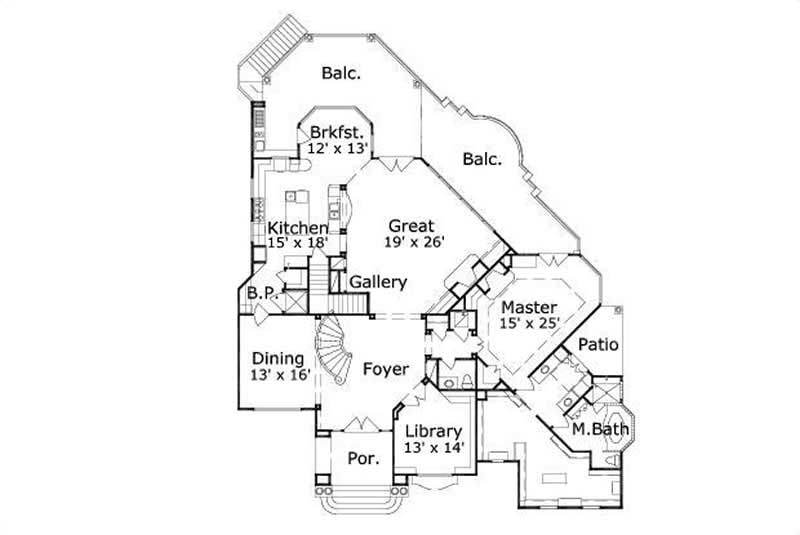 Floor Plan First Story of Luxury Plan #156-2359