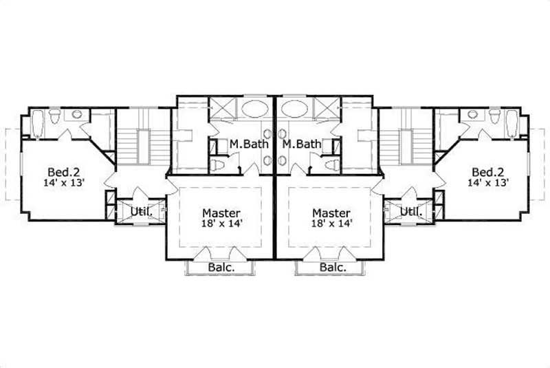 Floor Plan Third Story of Multi-Unit Plan #156-2360