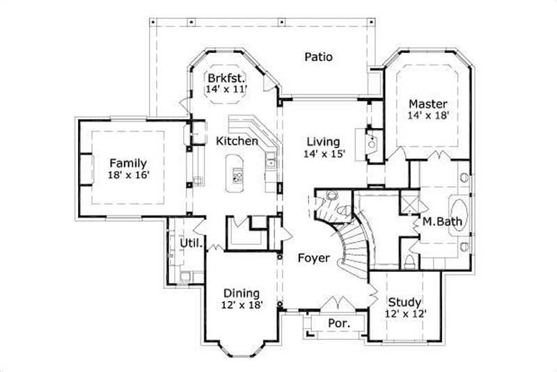 Floor Plan First Story of Luxury Plan #156-2365
