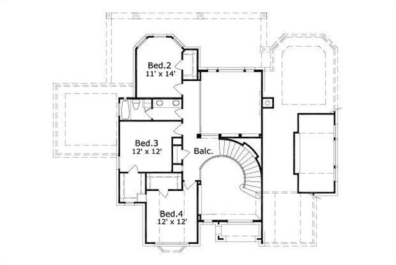 Floor Plan Second Story of Luxury Plan #156-2365