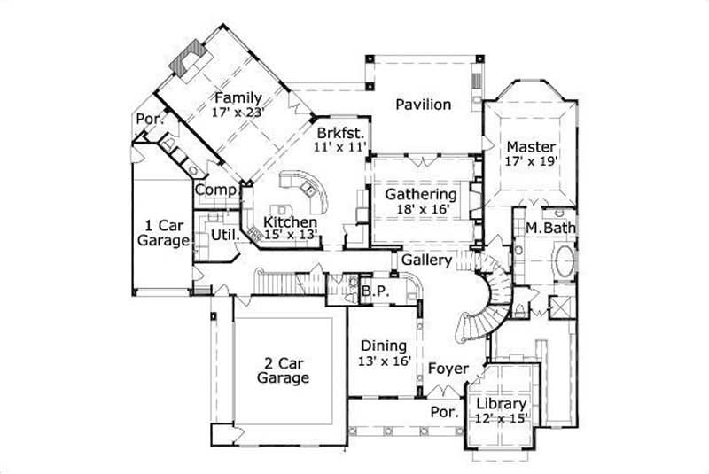 Floor Plan First Story of Luxury Plan #156-2367
