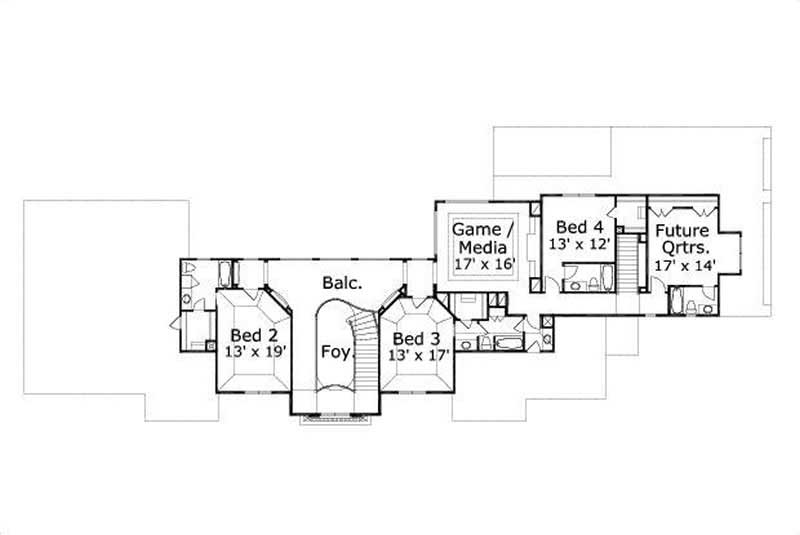 Floor Plan Second Story of French Plan #156-2368