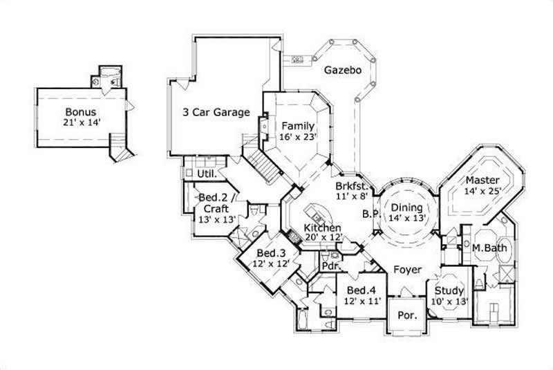 Floor Plan First Story of Country Plan #156-2369