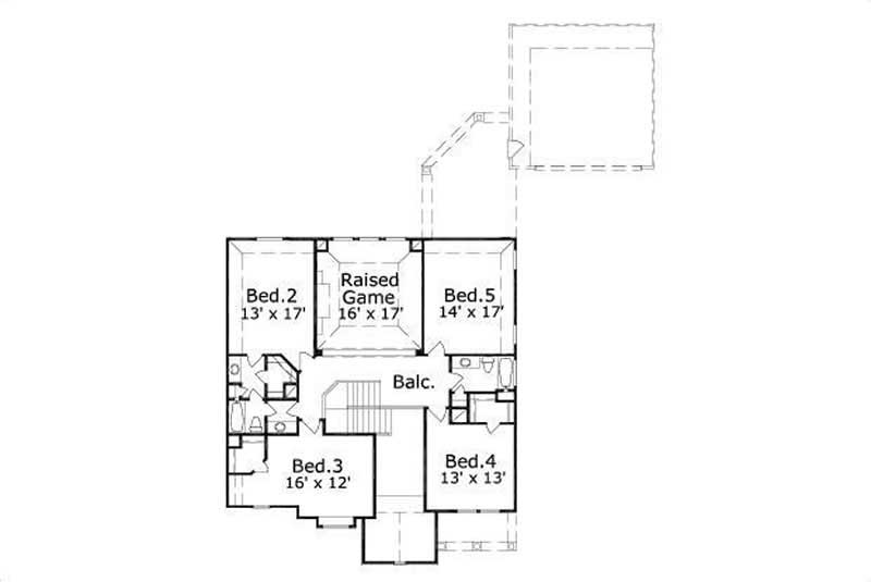 Floor Plan Second Story of Luxury Plan #156-2371