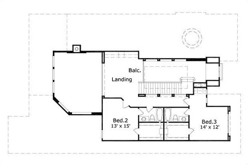 Floor Plan Second Story of Mediterranean Plan #156-2374