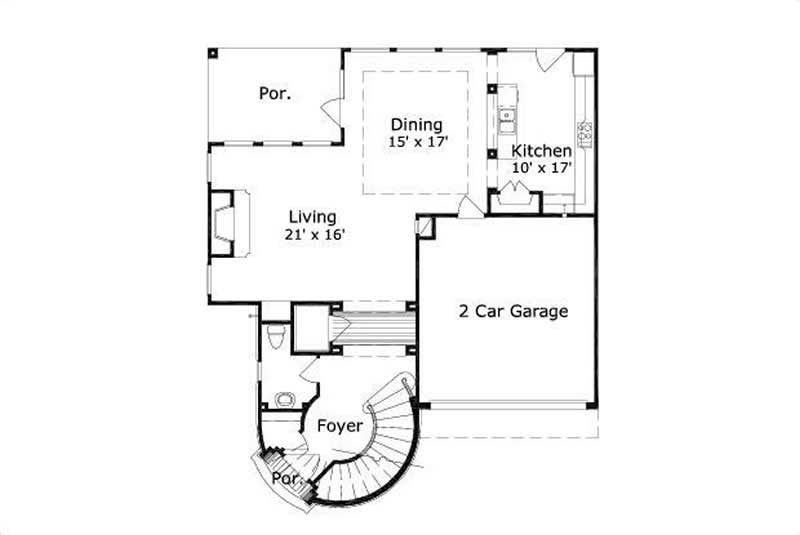 Floor Plan First Story of Mediterranean Plan #156-2375