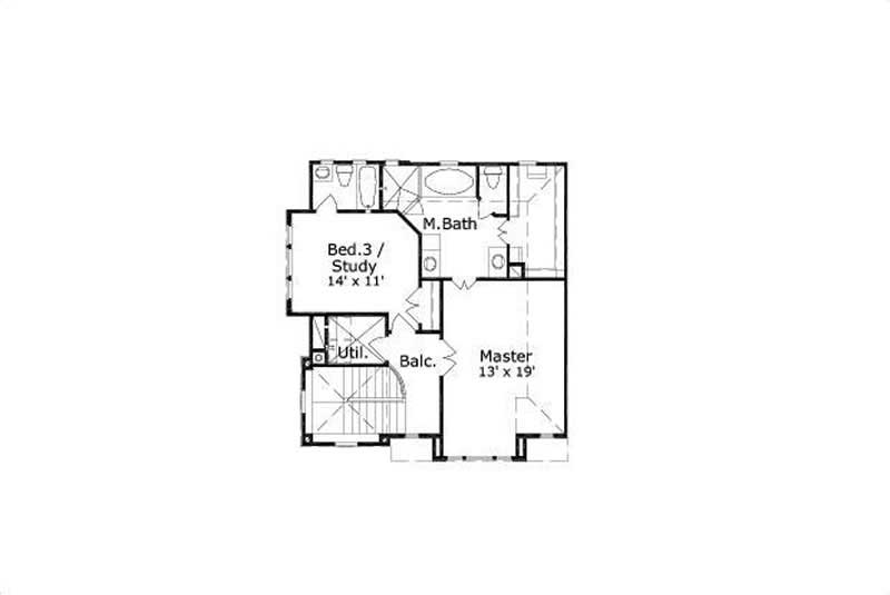 Floor Plan Third Story of Luxury Plan #156-2380