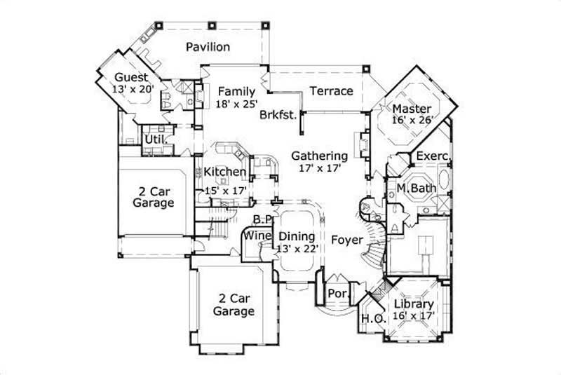 Floor Plan First Story of Country Plan #156-2383