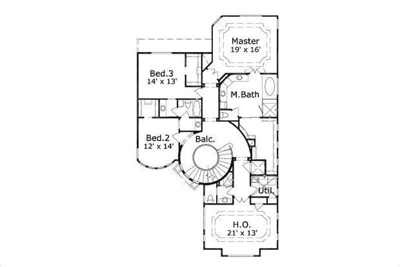Floor Plan Second Story of Luxury Plan #156-2386