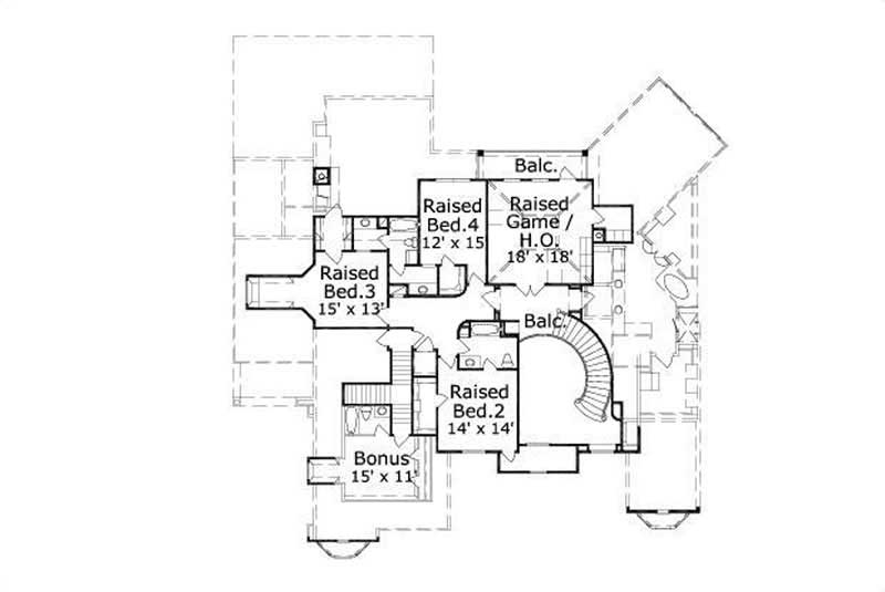 Floor Plan Second Story of Country Plan #156-2387