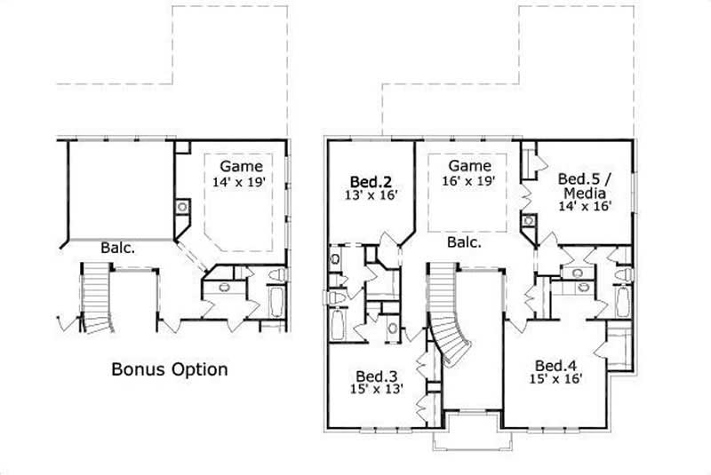 Floor Plan Second Story of Luxury Plan #156-2388