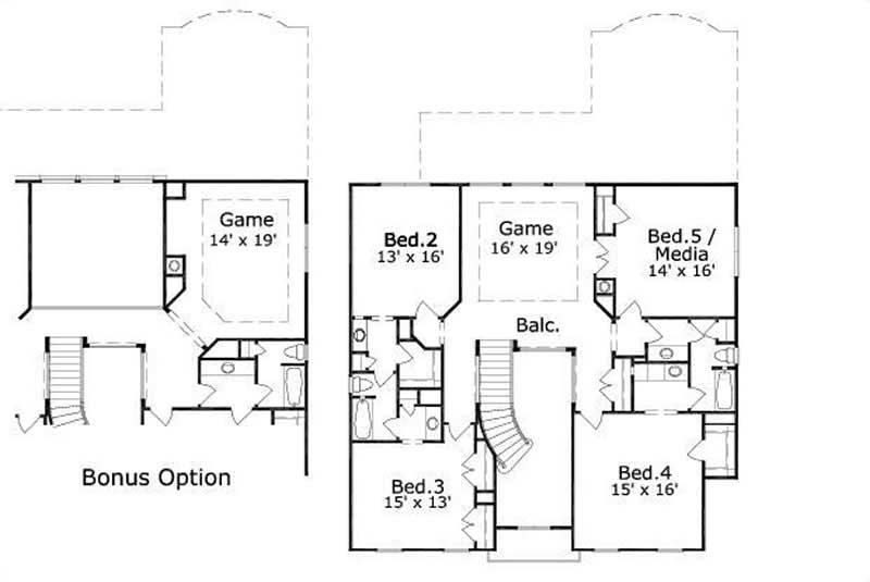 Floor Plan Second Story of French Plan #156-2392