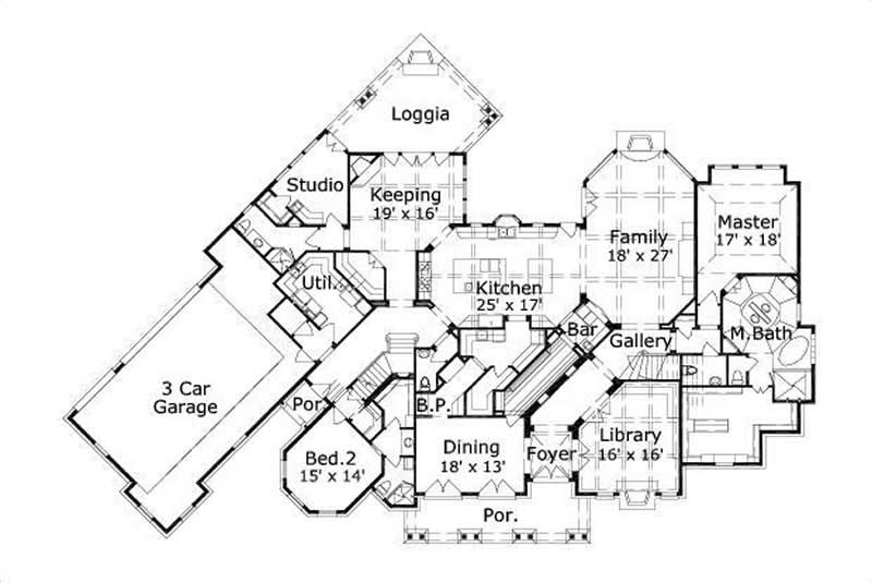 Floor Plan First Story of Country Plan #156-2397