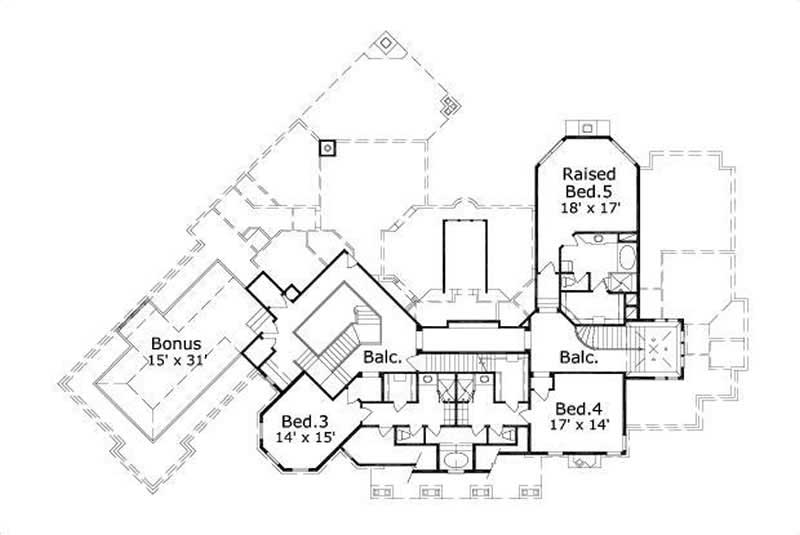 Floor Plan Second Story of Country Plan #156-2397