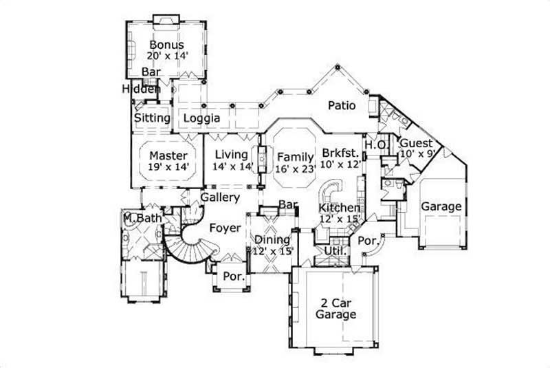 Floor Plan First Story of Mediterranean Plan #156-2398