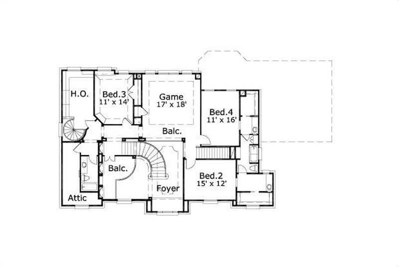 Floor Plan Second Story of Luxury Plan #156-2400