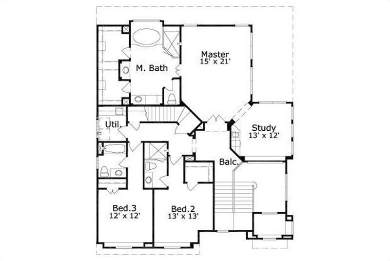 Floor Plan Second Story of Luxury Plan #156-2402