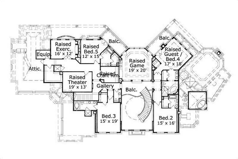 Floor Plan Second Story of French Plan #156-2404