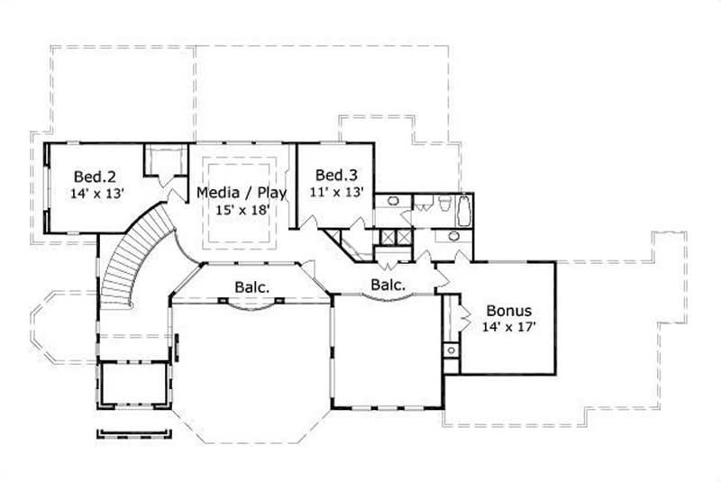 Floor Plan Second Story of Mediterranean Plan #156-2405