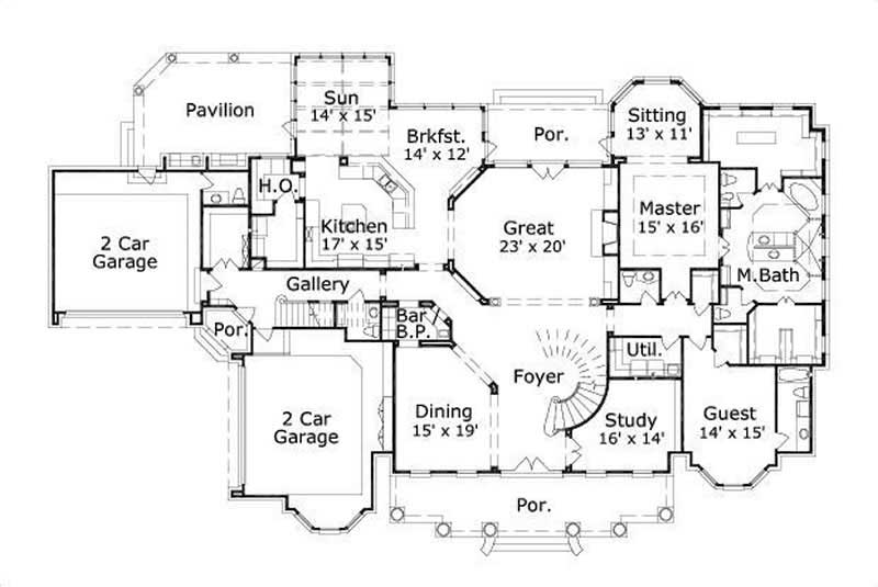 Floor Plan First Story of Colonial Plan #156-2406