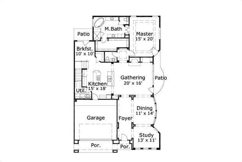 Floor Plan First Story of Mediterranean Plan #156-2407
