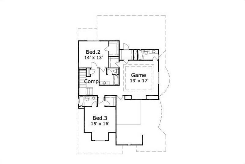 Floor Plan Second Story of Mediterranean Plan #156-2407