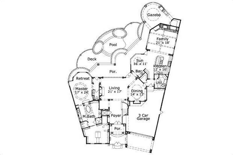 Floor Plan First Story of Luxury Plan #156-2408