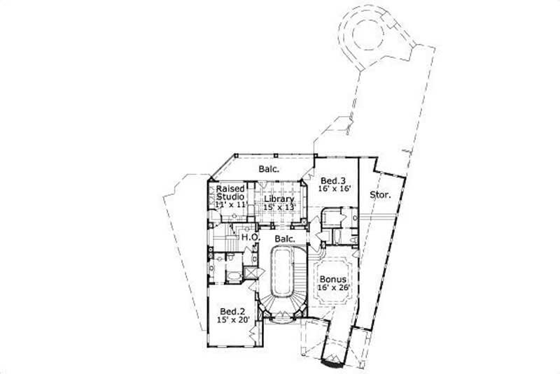 Floor Plan Second Story of Luxury Plan #156-2408