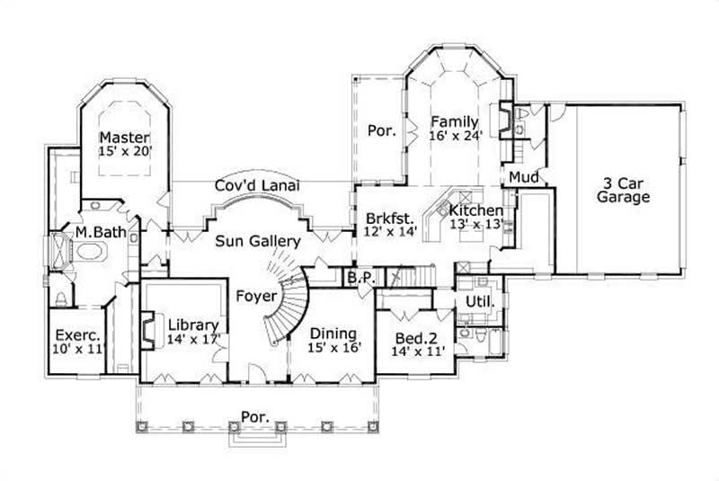 Floor Plan First Story of Colonial Plan #156-2412