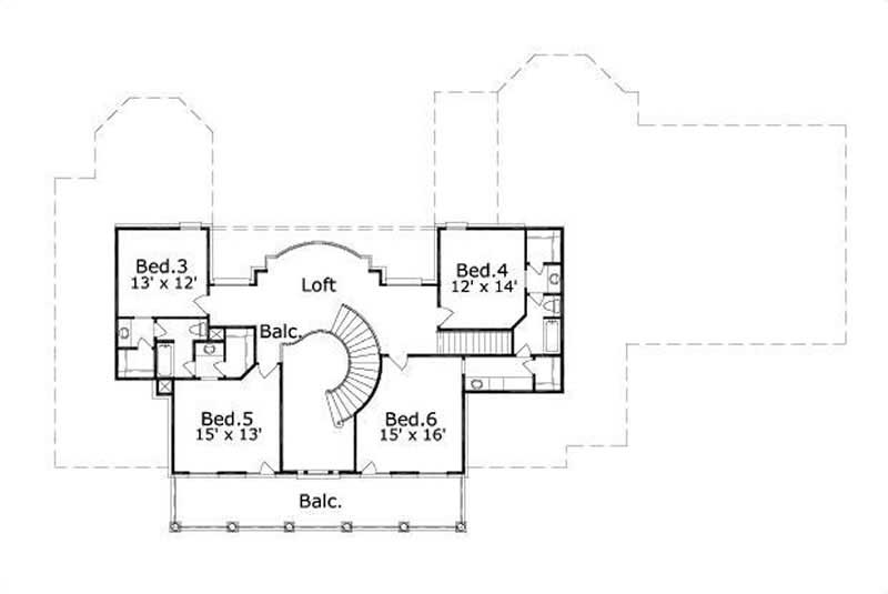 Floor Plan Second Story of Colonial Plan #156-2412