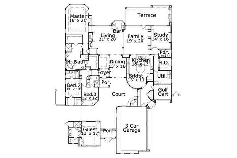 Floor Plan First Story of Country Plan #156-2413