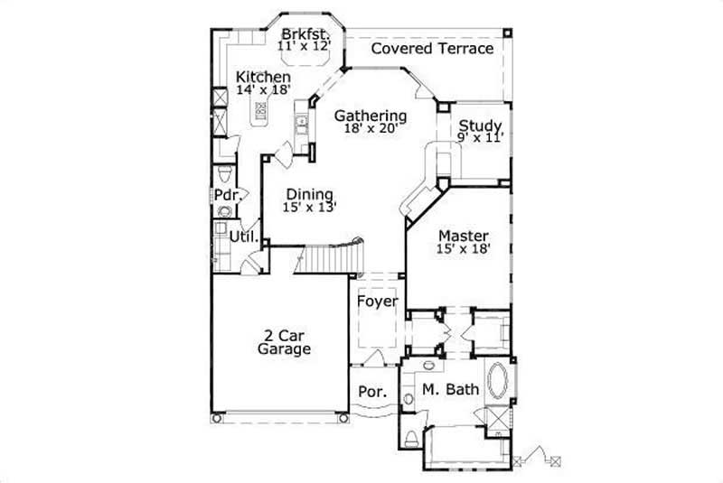 Floor Plan First Story of Plan #156-2414