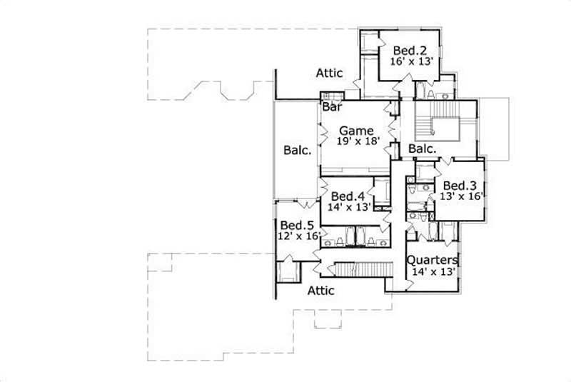Floor Plan Second Story of Luxury Plan #156-2415
