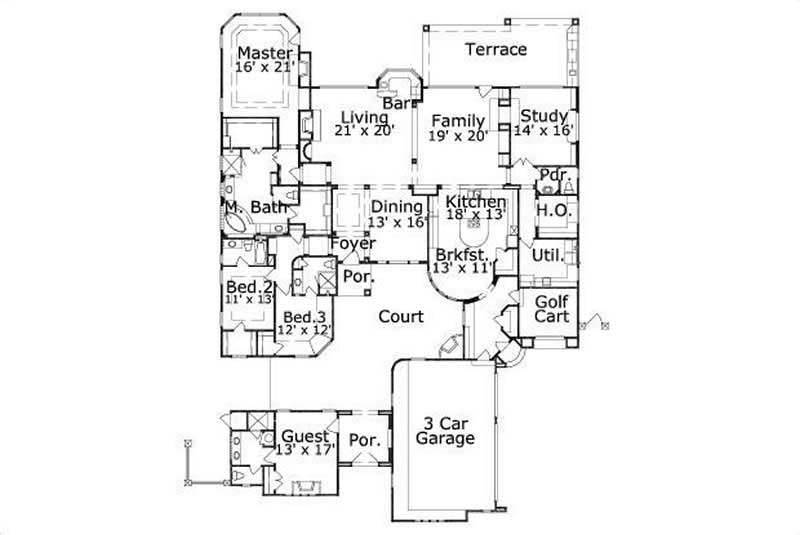 Floor Plan First Story of Plan #156-2418