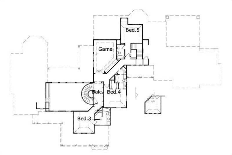 Floor Plan Second Story of Contemporary Plan #156-2420