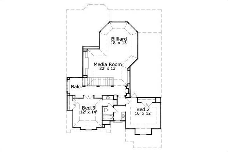 Floor Plan Second Story of Luxury Plan #156-2421