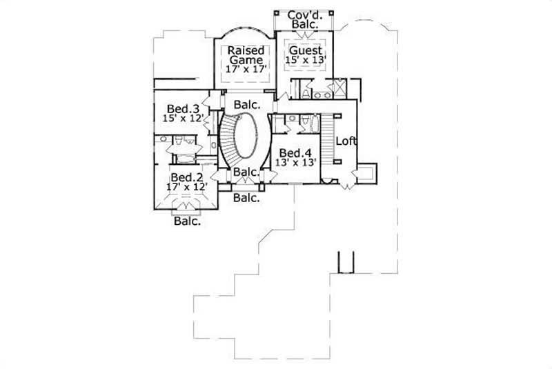 Floor Plan Second Story of French Plan #156-2424