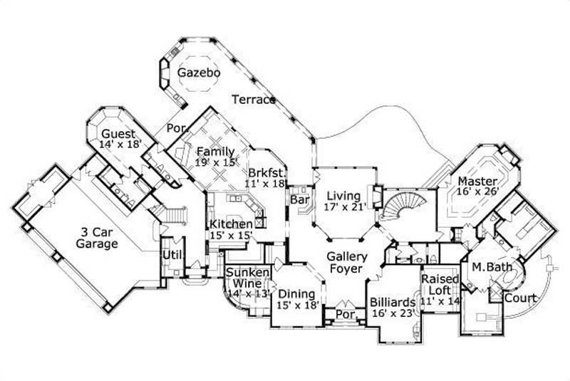 Floor Plan First Story of Luxury Plan #156-2426