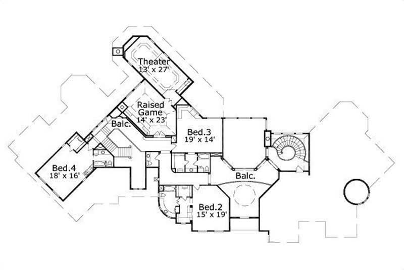 Floor Plan Second Story of Luxury Plan #156-2426