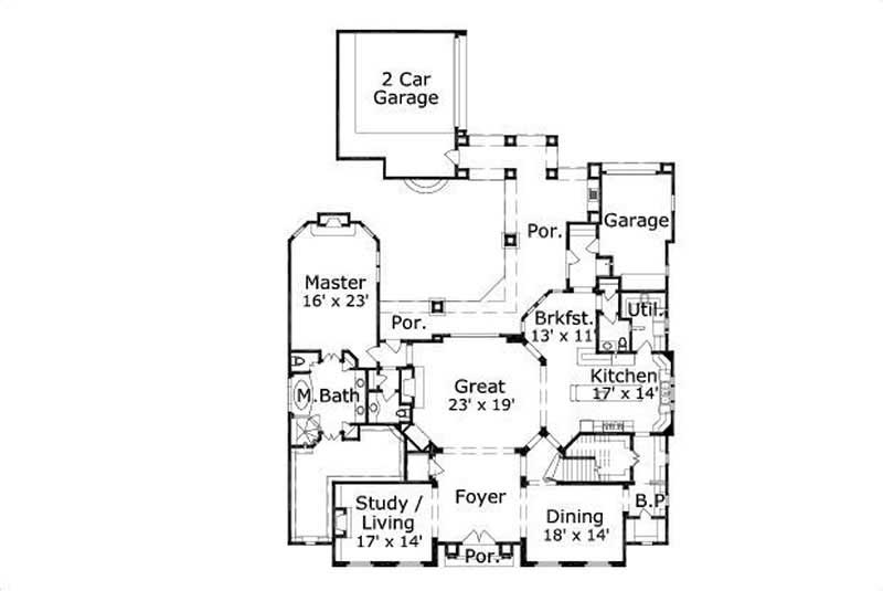 Floor Plan First Story of Country Plan #156-2427