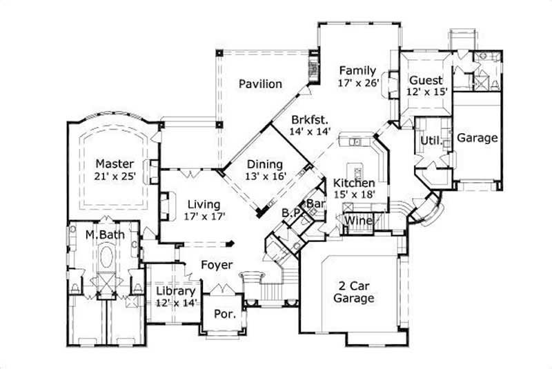 Floor Plan First Story of Country Plan #156-2428