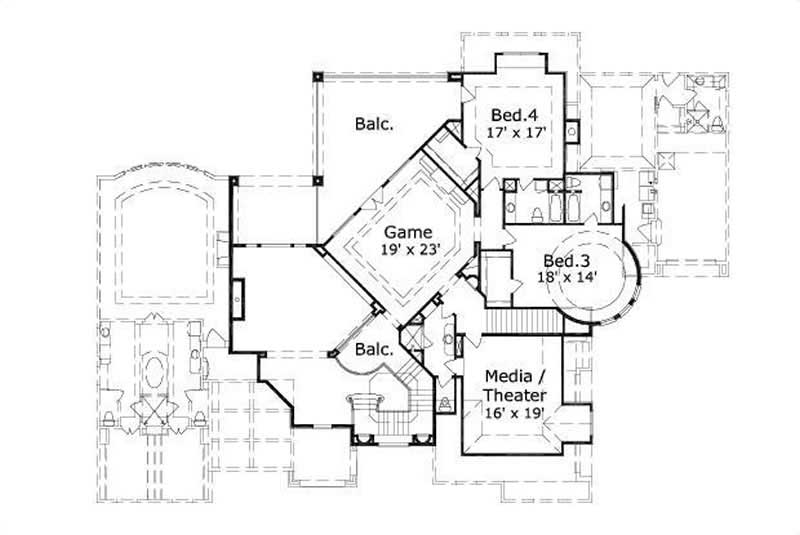 Floor Plan Second Story of Country Plan #156-2428