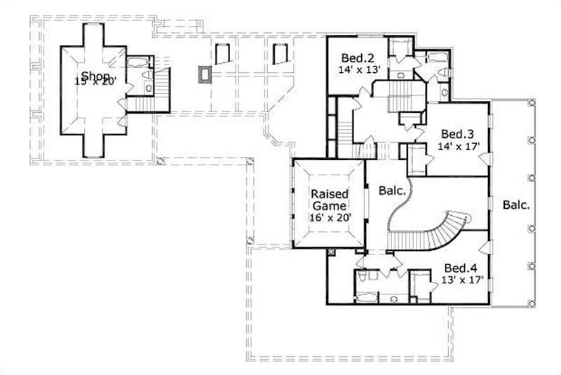 Floor Plan Second Story of Colonial Plan #156-2429