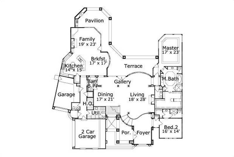 Floor Plan First Story of Luxury Plan #156-2430