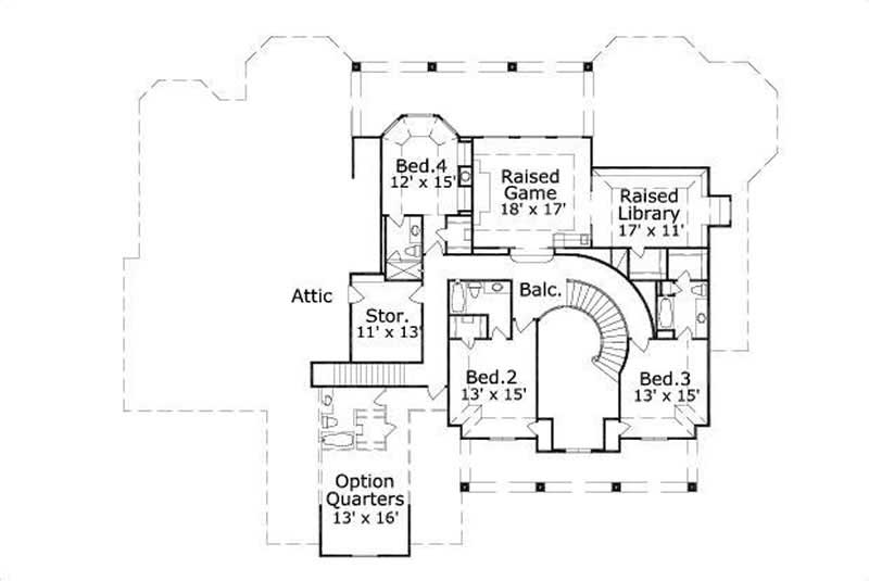Floor Plan Second Story of Luxury Plan #156-2434