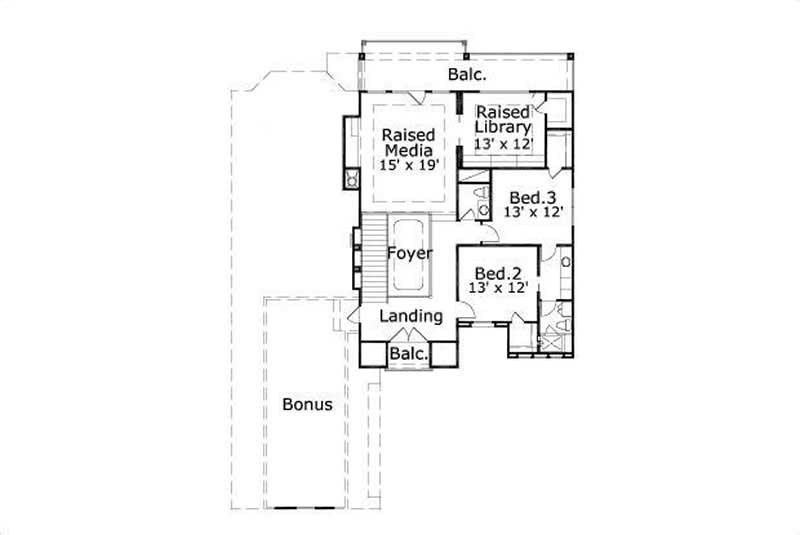 Floor Plan Second Story of Contemporary Plan #156-2435